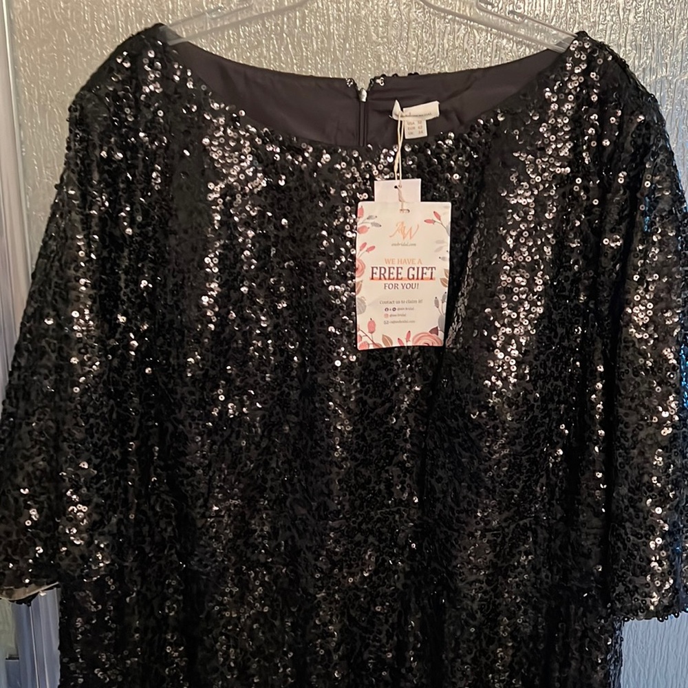 A.W. Bridal Fully Sequined Short Sleeve Full Length Dress